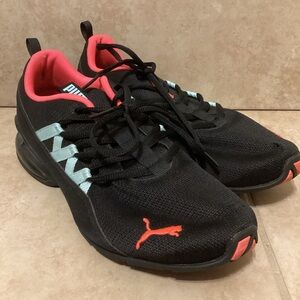 Puma Black and Coral Sneakers
